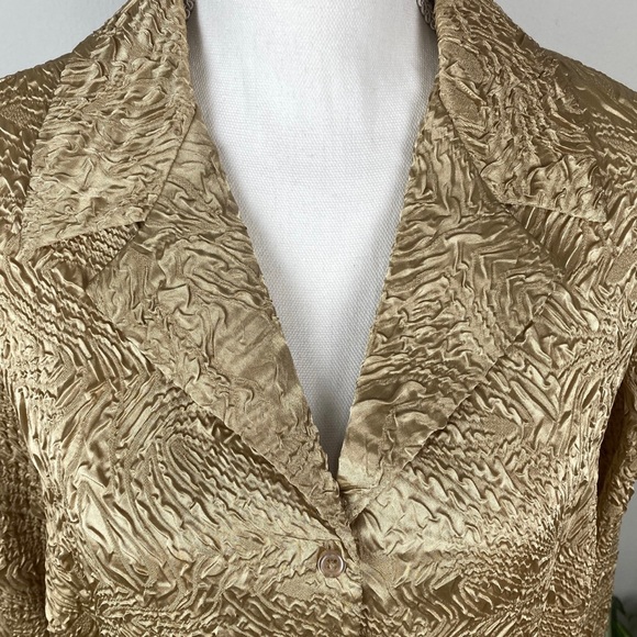 Cato Woman’s Plus Size 18/20W Button Up Gold Brocade Blazer 3/4 Sleeves EUC - Picture 7 of 12
